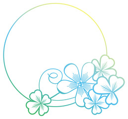 Gradient color round frame with shamrock contour. Raster clip art.