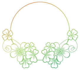 Fototapeta premium Gradient color round frame with shamrock contour. Raster clip art.
