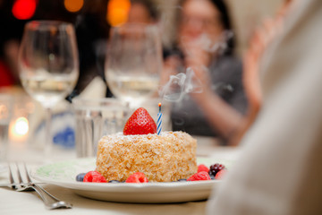 Birthday cake is served