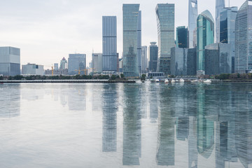Fototapeta na wymiar landmarks of Shanghai with Huangpu river in China.