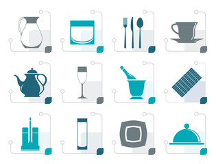 Stylized restaurant, cafe, bar and night club icons - vector icon set