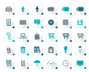 Stylized Business and office icons - vector icon set