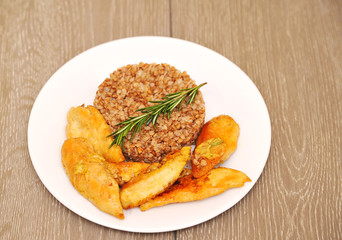 Buckwheat and fried chicken