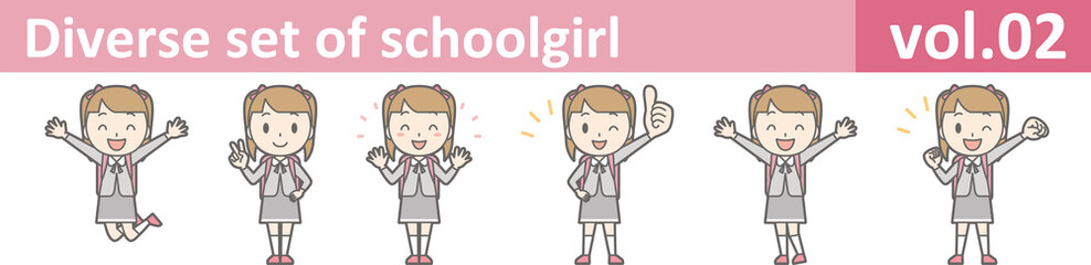 Diverse set of schoolgirl, EPS10 vol.02