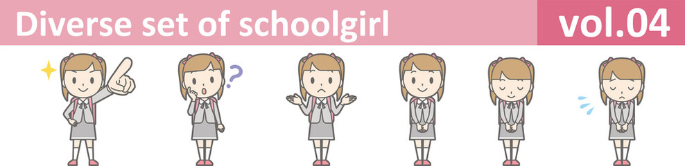 Diverse set of schoolgirl, EPS10 vol.04