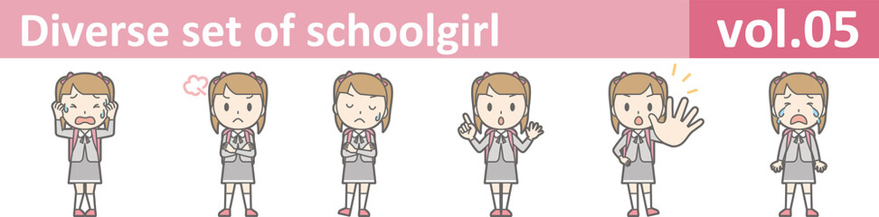 Diverse set of schoolgirl, EPS10 vol.05