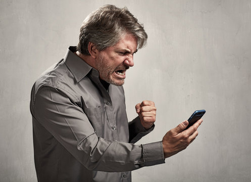 Angry Man with cellphone