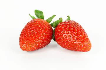 fresh ripe red strawberry with leaf, healthy fruit