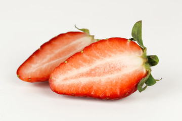 fresh ripe red strawberry with leaf, healthy fruit