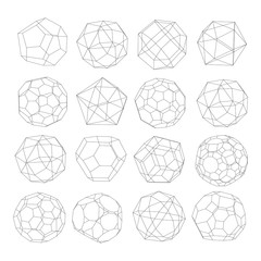 Set  of polyhedrons - vector illustration 
 - obrazy, fototapety, plakaty