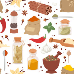 Seasoning food herbs natural vector ingredient seamless pattern