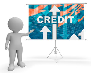 Credit Graph Indicates Finance Loan 3d Illustration