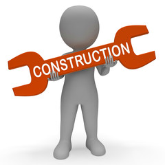 Construction Spanner Means Real Estate Building 3d Illustration