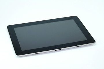 Black tablet on an isolated white background