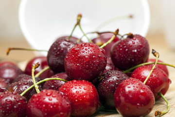 maroon ripe cherries