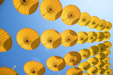 Yellow umbrellas decoration