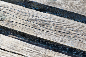 part of the old wooden benches