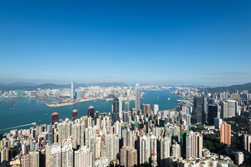 Hong Kong Skyline view from the Victoria Peak. .