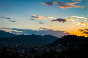 Sunset time,Blue Sky and Clouds