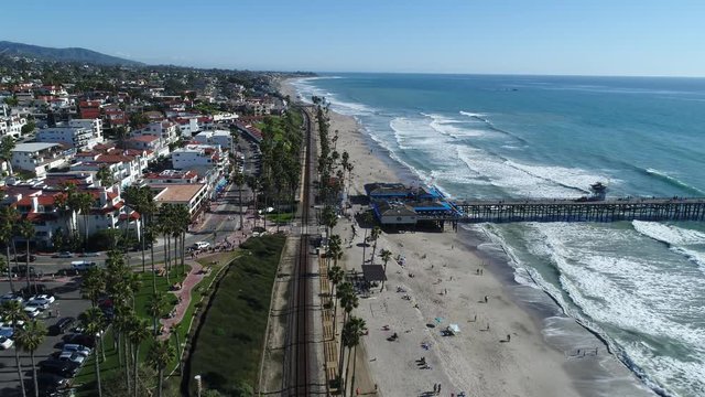 Aerial video of San Clemente, California coastline.