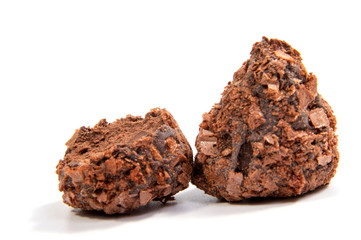 Chocolate candies isolated on white background.
