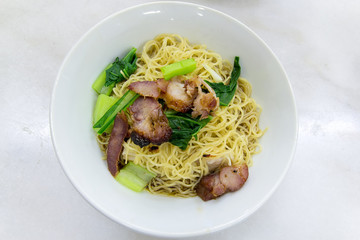 Char Siew Barbecue Pork Wanton Noodles Closeup