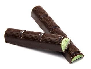 Chocolate candies isolated on white background.