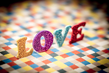 The word I LOVE YOU on white background; Valentine's Day, Christmas and love concept.