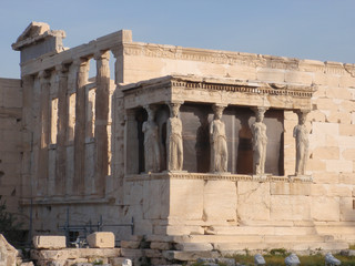 Obraz premium The Erechtheion or Erechtheum is a temple that was detected to both Athena and Poseidon located near the Acropolis in Athens, Greece.