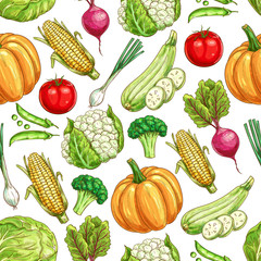Vegetable and bean seamless pattern background