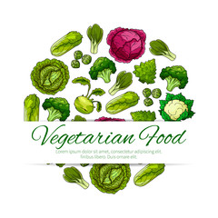 Vegetarian food poster with green vegetables