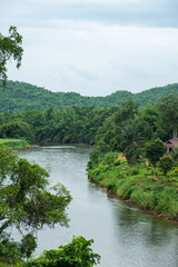 Fototapeta premium Curve of Kwai Noi river in Kanchanaburi province, Thailand