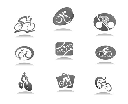 Cycle sport and bicycle icon for bike race design