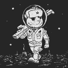 Vector Illustration Military Bear in Space