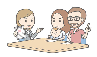 Illustration that a couple talking with a female consultant vol.