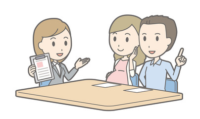Illustration that a couple talking with a female consultant vol.