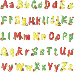 colorful English alphabet different colors on a white background