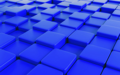 Fototapeta premium Błękitny abstrakcjonistyczny wizerunek sześcianu tło. Renderowania 3d