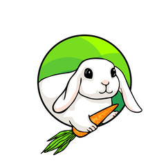 Bunny. Animal art, cute cartoon style, vector hand drawn illustration. Suitable for pet shop or zoo ads, label design or animal food package element