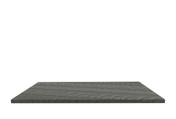 Empty top of tire tread table or counter isolated on white background. For product display, 3D rendering