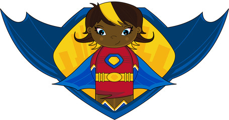 Cute Heroic Cartoon Superhero Girl