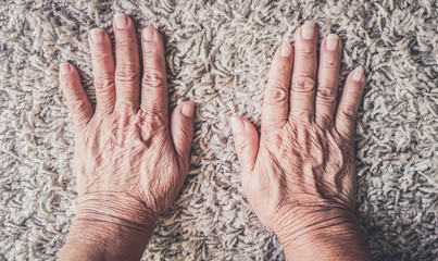 older hands . Hand of an Senior old woman . In Concep Through the experiences of many things Long ago
