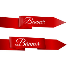 Two red ribbons banner vector eps 10