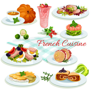 French cuisine popular dishes poster design
