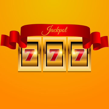 Gold Red slot machine red ribbon background eps 10 vector.