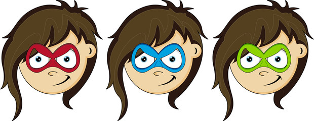 Fototapeta premium Cute Masked Heroic Superhero Girl Head
