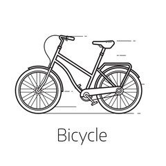 Alternative city transport street bicycle in thin line design. Modern eco friendly vehicle and personal transportation gadget. Urban bike outline design vector illustration.
