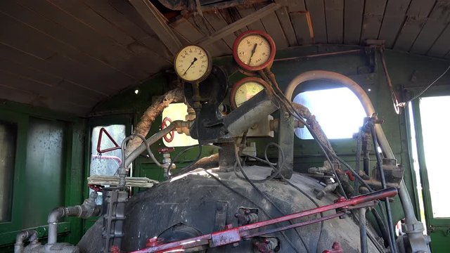 Dashboard of the steam locomotive. Trinidad, Cuba