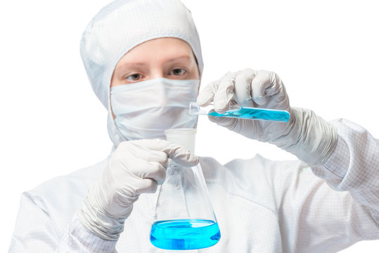 chemist lab mix hazardous and toxic substances in test tubes iso