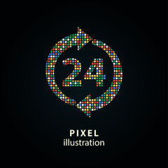 24 hour service - pixel illustration.